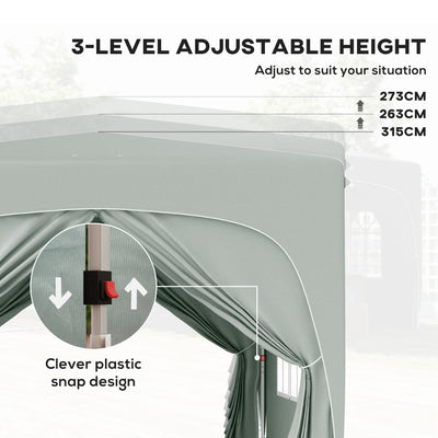 Outsunny 3 x 3m Pop-Up Gazebo Shelter, with Accessories - Light Grey 