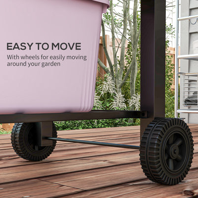 Outsunny Charcoal Barbecue Grill Trolley Garden Smoker with Shelves, Adjustable Height, Thermometer on Lid, Opener and Wheels 