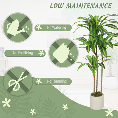 HOMCOM 120cm Artificial Dracaena Tree with Bendable Trunks - Green 