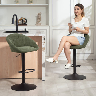 HOMCOM Set of Two Relaxed Tub Bar Stools - Dark Green 