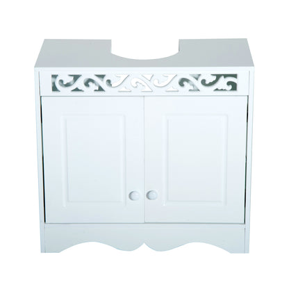 HOMCOM Bathroom Under Sink Storage Cabinet 2 Door Wooden Cupboard Vanity Units 