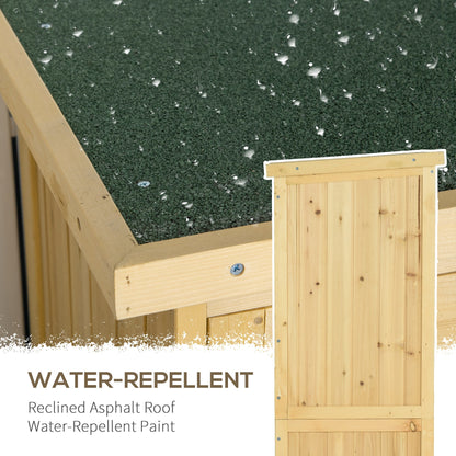 Outsunny 87 x 47 x 160cm Wooden Garden Shed, Sheds & Outdoor Storage with Asphalt Roof and 2 Lockable Doors, Natural 