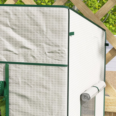 Outsunny PE Cover Walk-in Outdoor Greenhouse, White 
