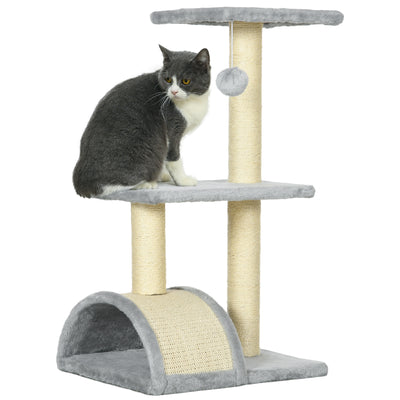 PawHut 72cm Cat Tree with Scratching Post, Pad for Indoor Cats - Light Grey 