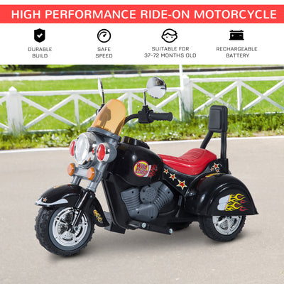 HOMCOM Kids Ride On Toy Car Motorbike Electric Scooter 6V Battery Operated Toy Trike-Black 