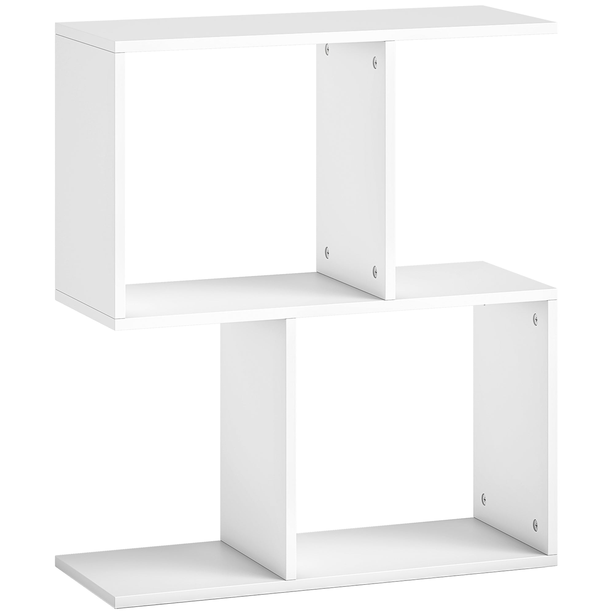 HOMCOM Side Table, Narrow End Table with Storage Shelves, S-Shaped, 3-Tier, 50W x 19.5D x 58H cm, White 