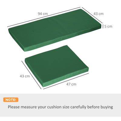Outsunny Outdoor Seat Cushion Pads for Rattan Furniture, 3 PCs Garden Furniture Cushions, Green 