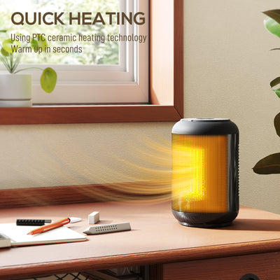 HOMCOM 1500W Ceramic Electric Heater with Fan, Timer, Oscillation - Black 