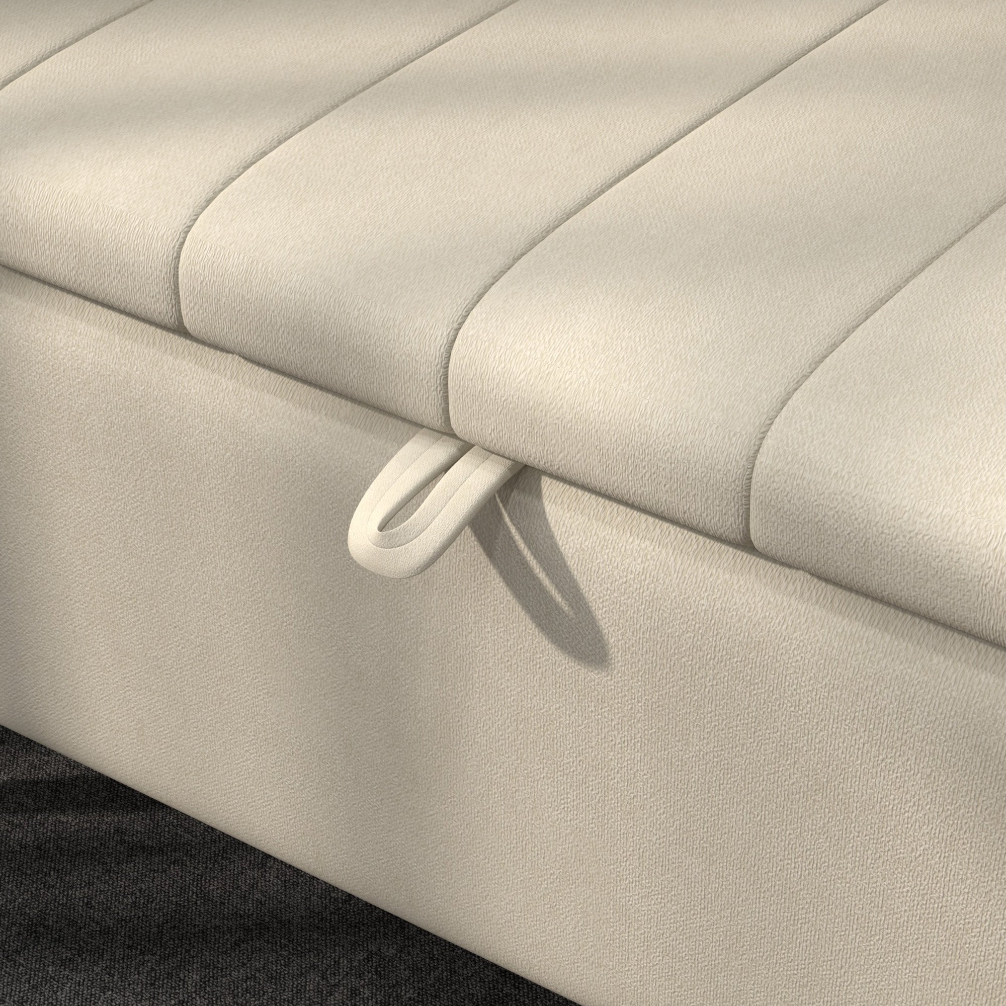 HOMCOM Linen-Look 92 x 31cm Storage Ottoman - Cream White 