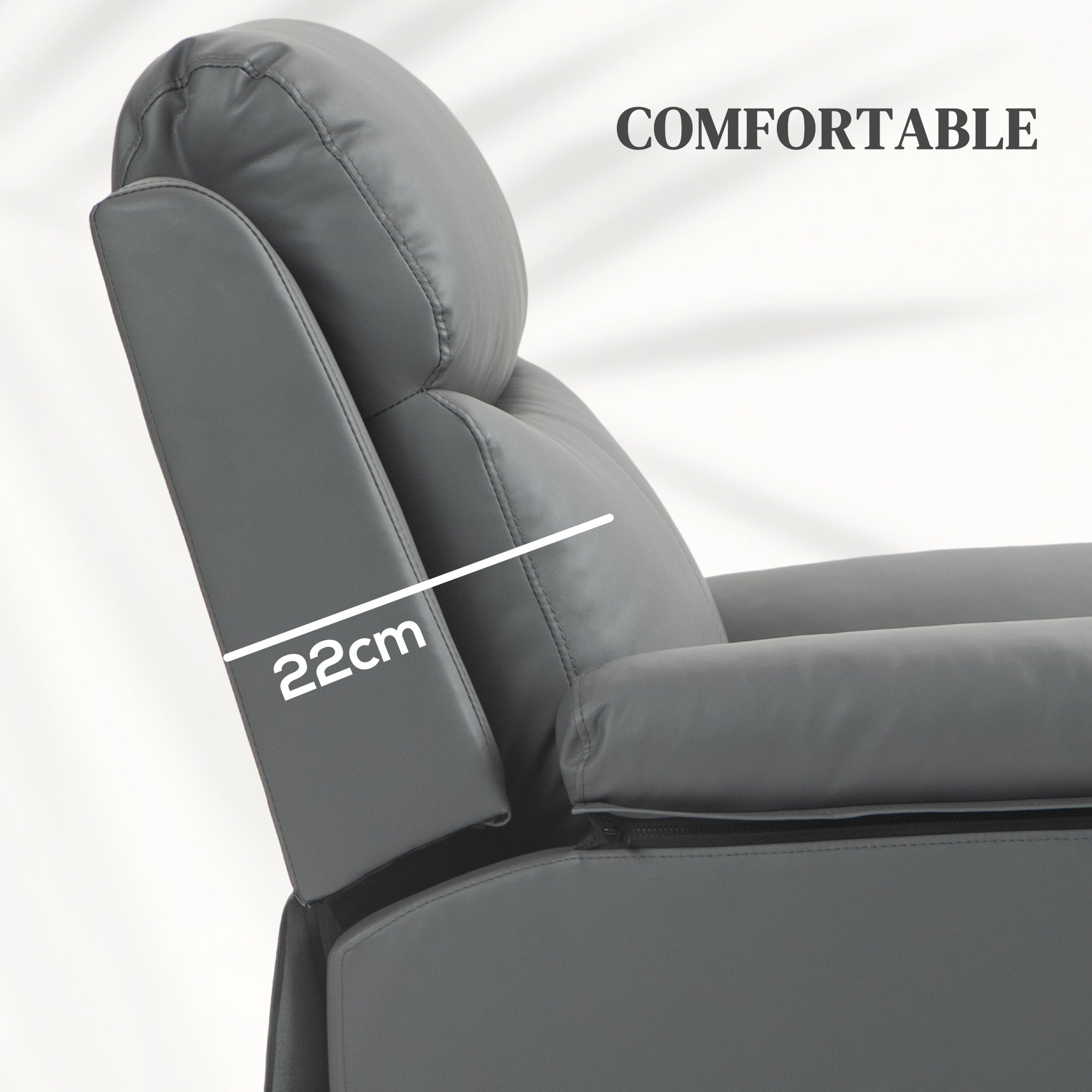 HOMCOM Faux Leather 70\'c2\'b0 Electric Riser Recliner Chair, Charcoal Grey 