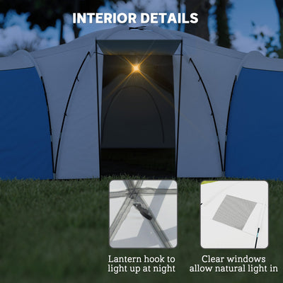 Outsunny 6-9 Man Tent with Bedrooms and Living Room, Accessories Included, Blue 