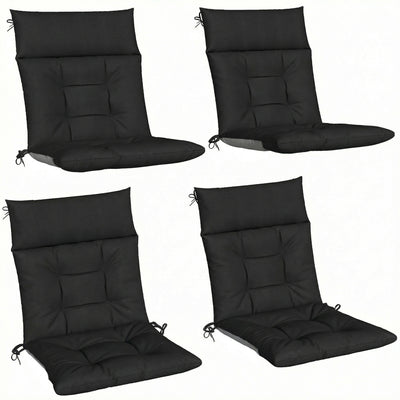 Outsunny Patio Chair Cushions Set of 4, Waterproof Non-Slip Lounge Chair Cushions, 112x53cm, Black 