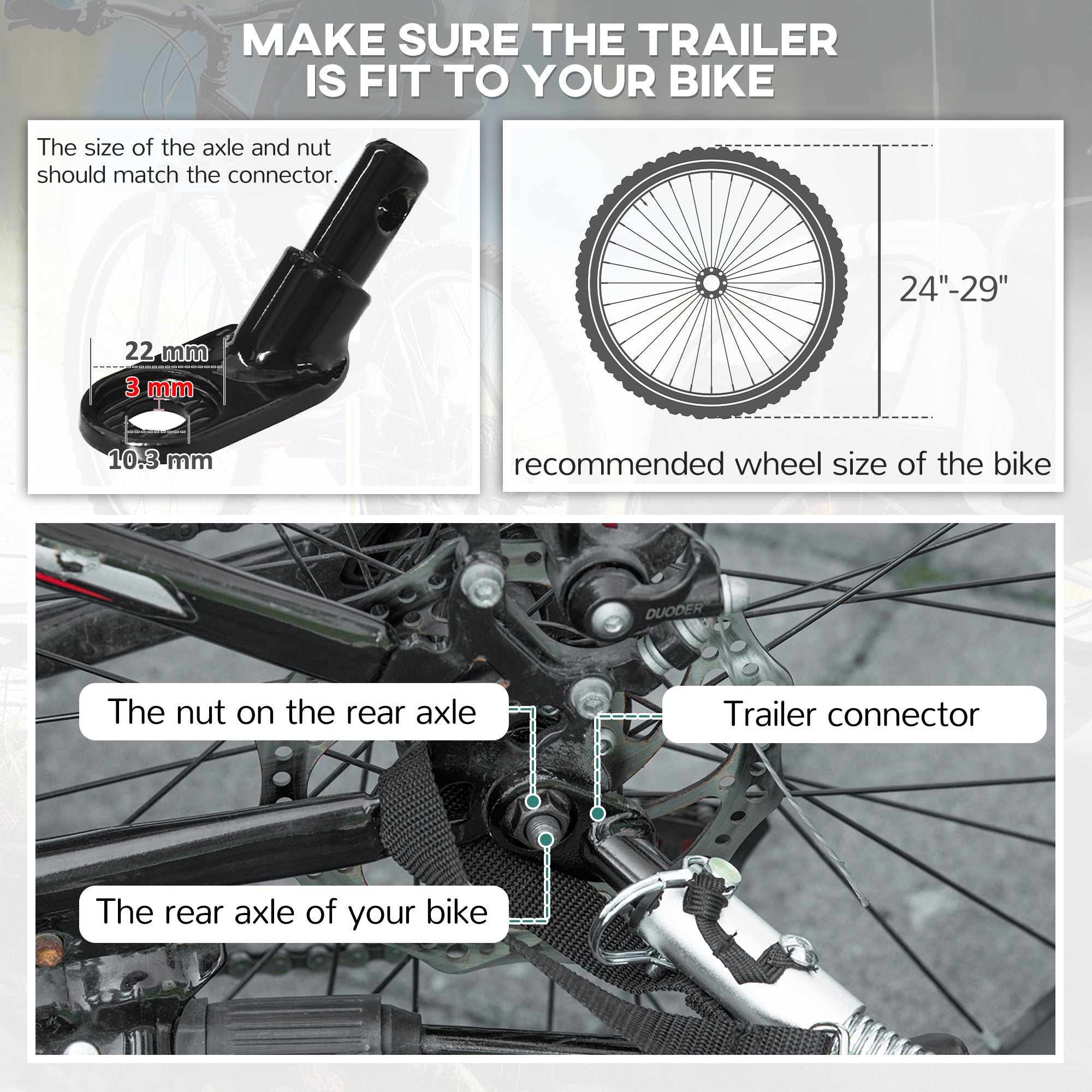 HOMCOM 2 Seat Bike Trailer with 5 Point Harness, Baby Bike Stroller with Safety Flag, Reflectors, for 18+ Months, Black 