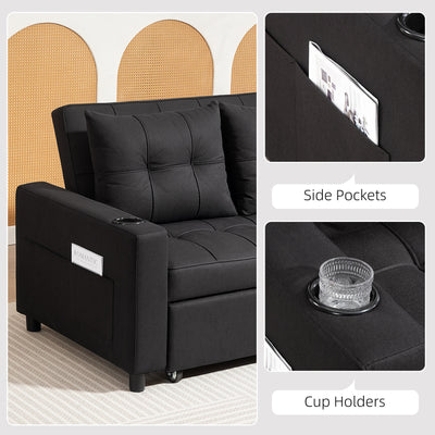 HOMCOM Two-Seater Pull-Out Sofa Bed - Black 
