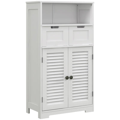 kleankin Three-Part Bathroom Storage Unit, with Shelf, Drawers & Cupboard - White 