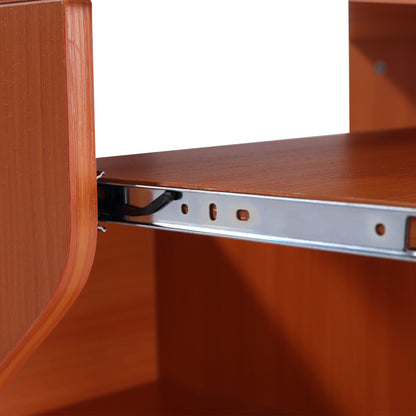 HOMCOM Multi-Storage Compact Work Desk, with Wheels - Cherry Wood Colour 