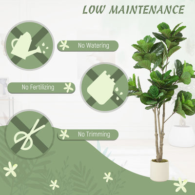 HOMCOM 180cm Artificial Fiddle Leaf Fig Tree - Green 