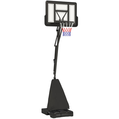 SPORTNOW Basketball Hoop Outdoor, Height Adjustable Basketball Hoop and Stand with Rebound System, Weighted Base, Portable on Wheels, 2.45-3.05m, for Teens, Juniors, Adults, Black 