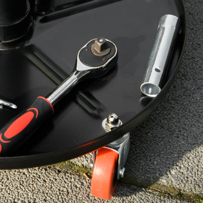 HOMCOM Workshop Stool, Pneumatic Adjustable Mechanic Stool, with Tool Tray, Wheels - Black 