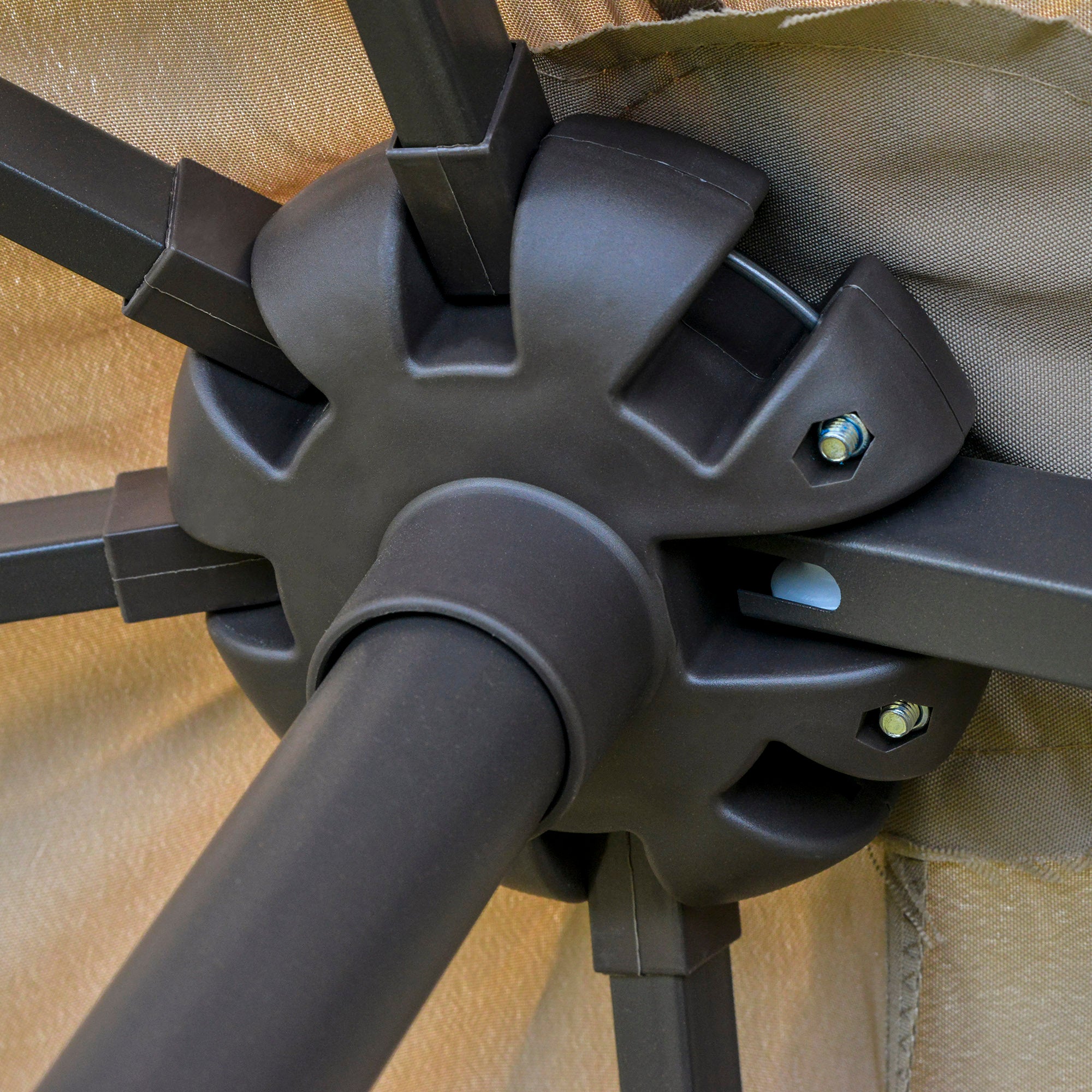 Outsunny 4.6M Sun Umbrella Canopy Double-sided Crank Sun Shade w/ Cross Base Khaki 