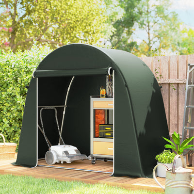 Outsunny 8 x 4 ft Garden Storage Tent, Waterproof Bike Tent with Roll-up Zipper Door and Galvanised Metal Frame, Green 