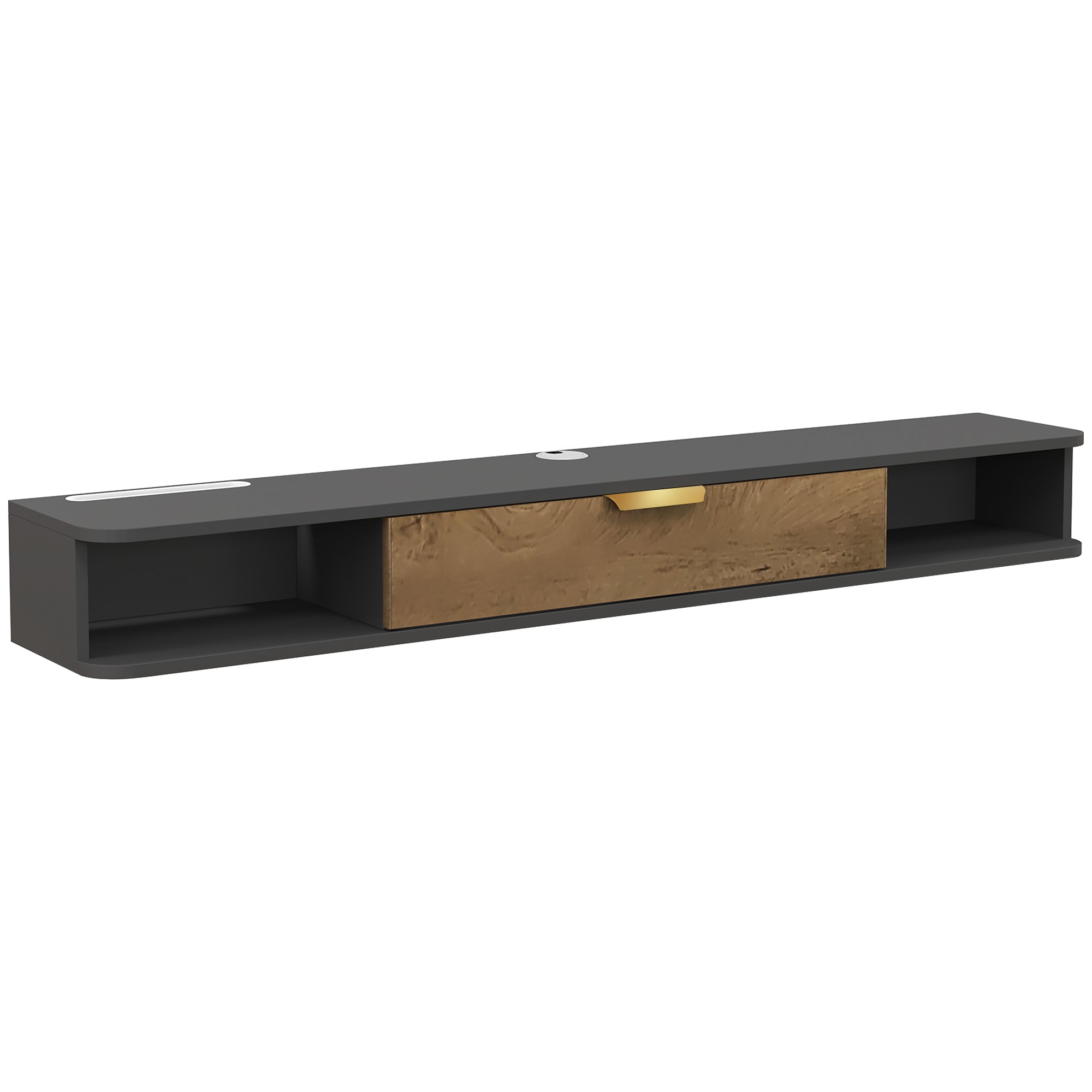 HOMCOM 140 cm Floating TV Stand with Storage - Charcoal Grey 