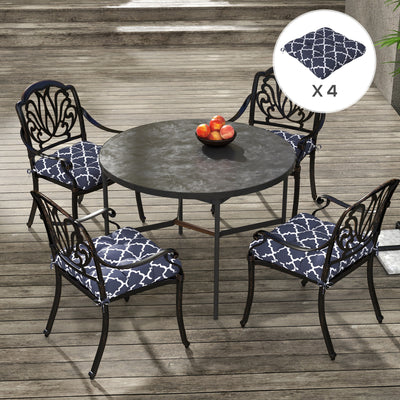 Outsunny 4-Piece Seat Cushion Pillows Replacement, Patio Chair Cushions Set with Ties for Indoor Outdoor, Blue 