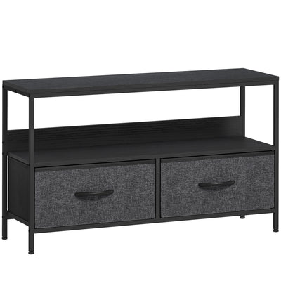 HOMCOM TV Stand Cabinet with 2 Foldable Drawers - Black 