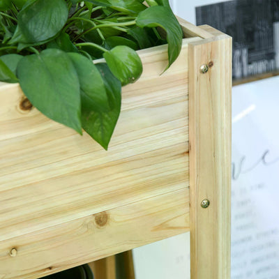 Outsunny Wooden Raised Plant Stand Outdoor Flower Bed Box with Clapboard 100 x 40 x 84cm 