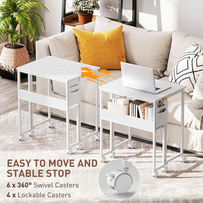 HOMCOM 63 cm Drop Leaf Writing Work Desk - White 