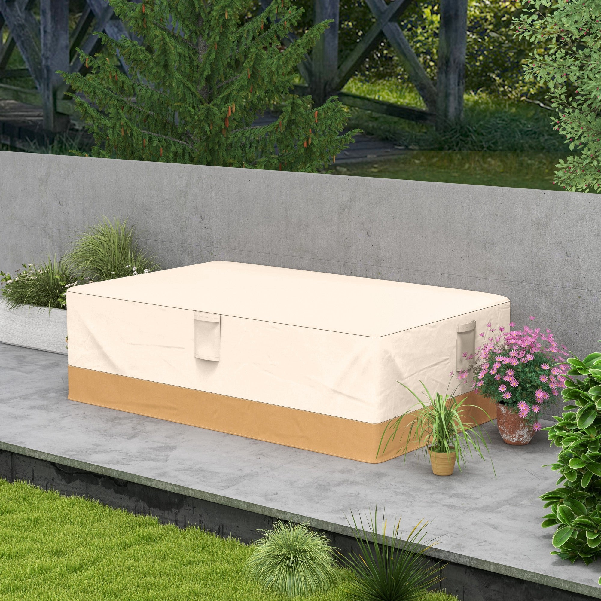 Outsunny Garden Furniture Covers Waterproof, 600D Oxford Outdoor Furniture Cover with 4 Air Vents, 275 x 208 x 78 cm, Beige 