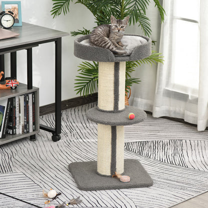 PawHut 91cm Cat Tower Scratching Posts Cat Tree for Indoor Cats Kitten Activity Centre Grey 