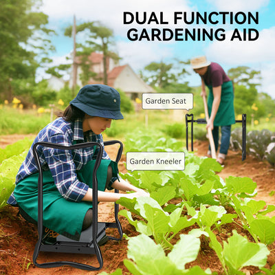 Outsunny 2 In 1 Garden Kneeler Seat Kneeling Pad Support Bench Foldable Knee Protector, Grey 
