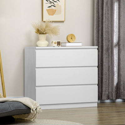 HOMCOM Chest of Drawers, 3-Drawer Storage Organiser Unit for Bedroom, Living Room, White 
