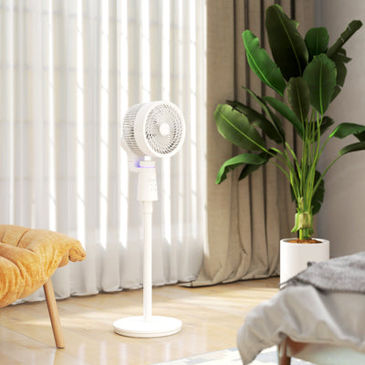 HOMCOM Pedestal Air Circulation Fan with Oscillating, Light Off, White 
