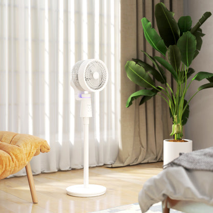 HOMCOM Pedestal Air Circulation Fan with Oscillating, Light Off, White 