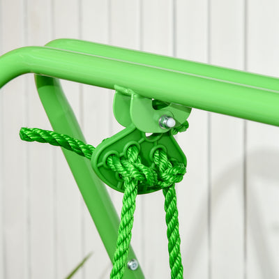 Outsunny Kids Swing, Steel Nursery Swing, with Seatbelt, High Support Back, Front Guard, for Ages 6-36 Months - Green 