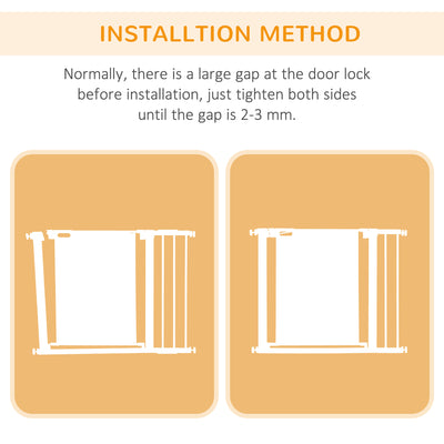 PawHut Pet Safety Gate, for Doorways, Staircases, Hallways, with Extensions Kit, 75-103cm - White 