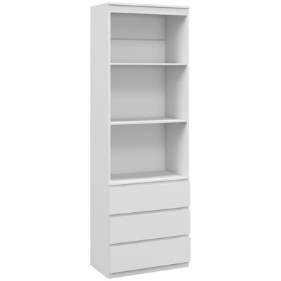 HOMCOM 180cm Tall Bookcase, with Shelves and Drawers - White 