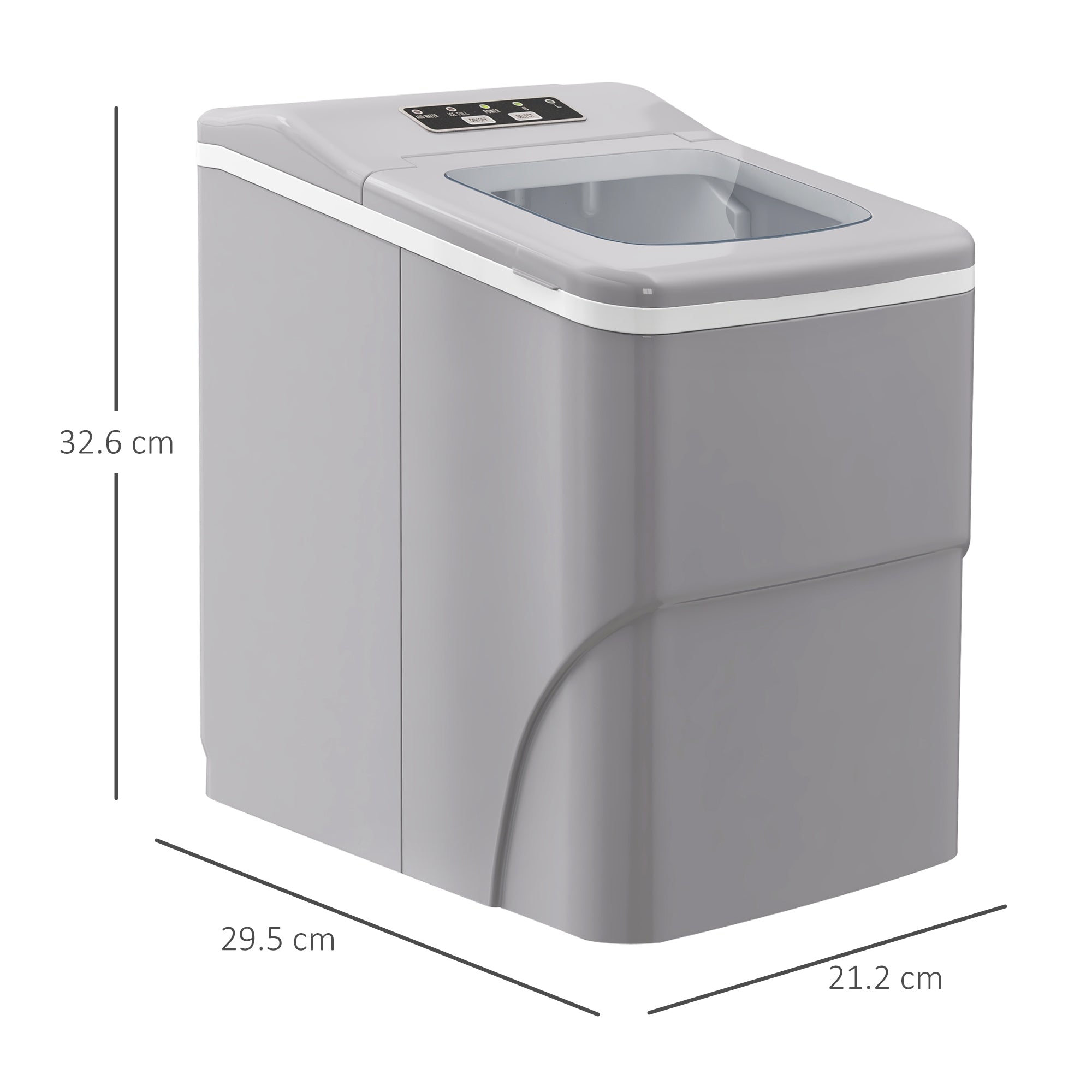 HOMCOM 12kg Countertop Ice Cube Machine, with Scoop - Silver-Tone 