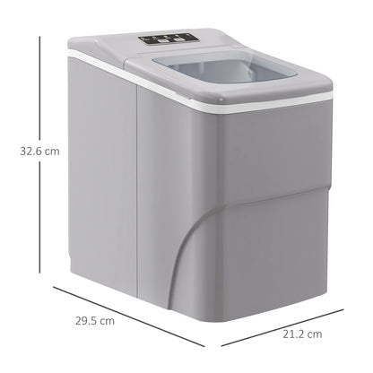 HOMCOM 12kg Countertop Ice Cube Machine, with Scoop - Silver-Tone 
