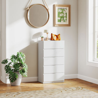 HOMCOM Chest of Drawers, 5-Drawer Storage Cabinets, Modern Dresser, Storage Drawer Unit for Bedroom 