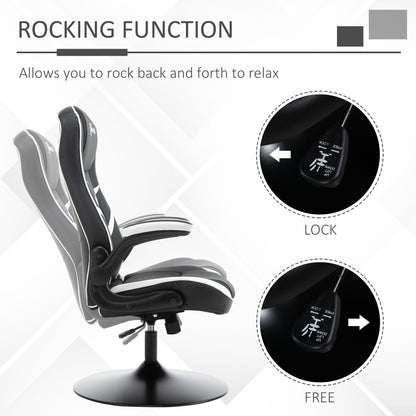 Vinsetto Gaming Chair Ergonomic Computer Chair with Adjustable Height Pedestal Base, Home Office Desk Chair PVC Leather Exclusive Swivel Chair Black 