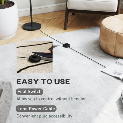 HOMCOM Floor Lamp for Living Room, 3D Printed Modern Standing Lamp with Flowing Curved Shade & Foot Switch, Minimalist Tall Pole Lampshade for Bedroom, Office, E27 Holder without Bulb (25W Max), White 