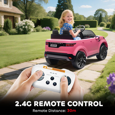 AIYAPLAY Land Rover Discovery Licensed 12V Kids Electric Car with Remote, 4 Wheel Suspension, Slow Start, Lights, Music, Pink 