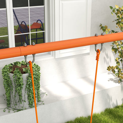 Outsunny Four-In-One Metal Garden Swing Set, with Double Swings, Glider, Slider, Ladder - Orange and Blue 