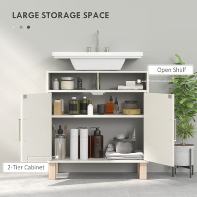 HOMCOM Under Sink Cabinet for Basin without Pedestal - Cream White 
