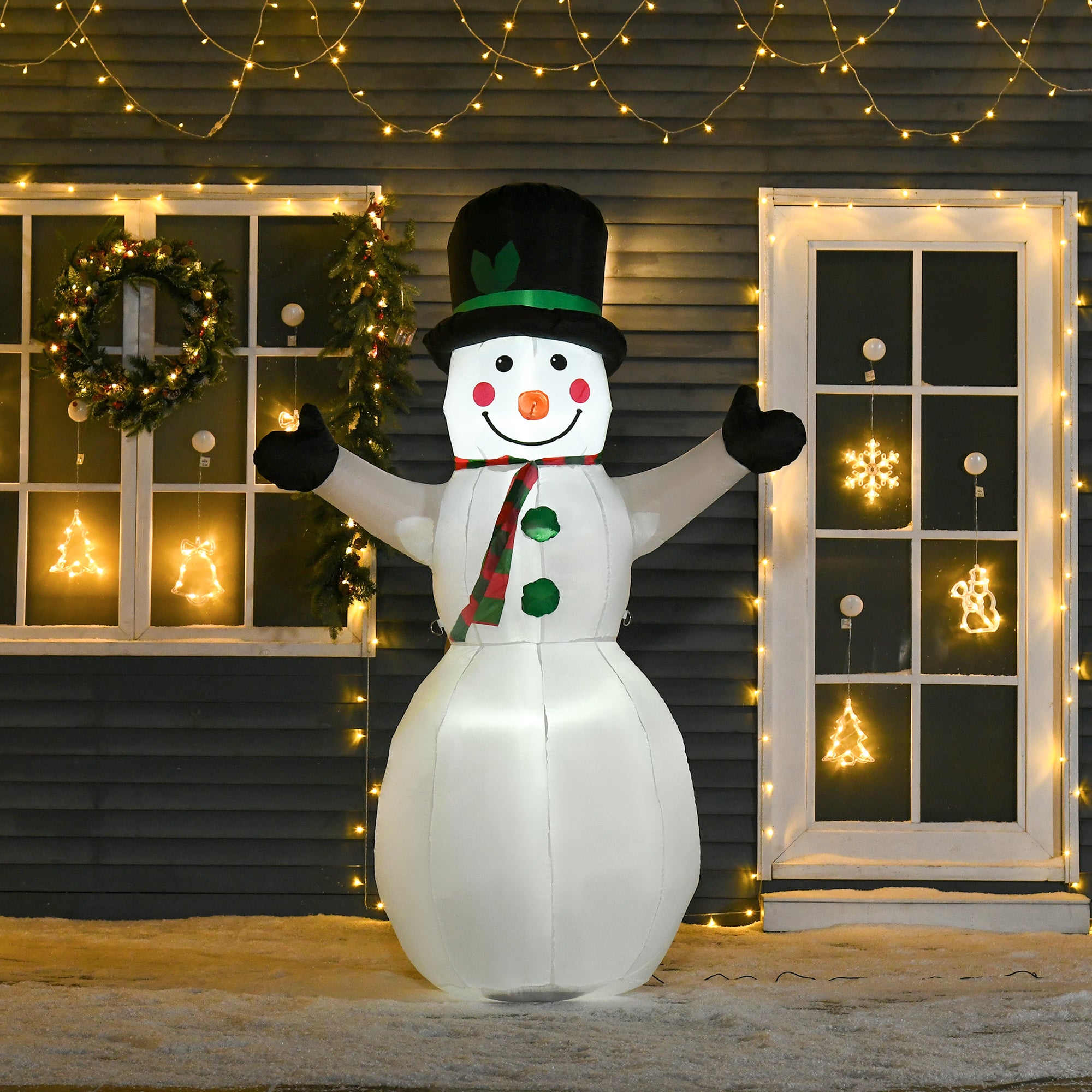 HOMCOM 6.5ft Inflatable Snowman LED Christmas Xmas Air Blown Holiday Decoration Outdoor Garden Decor 