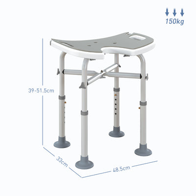 HOMCOM 39-51.5cm 'U' Seat Padded Shower Stool - Grey 