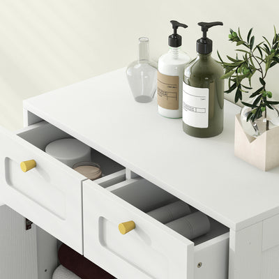 HOMCOM Bathroom Floor Cabinet with 2 Drawers - White 